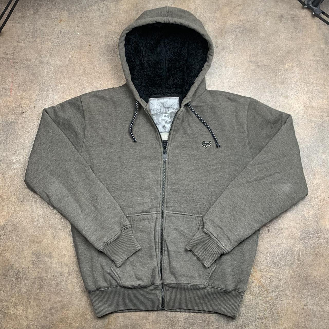 Fox Racing 00s sasquatch fur lined grey boxy zip hoodie