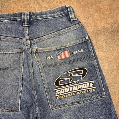 Southpole 00s graphic blue denim jeans