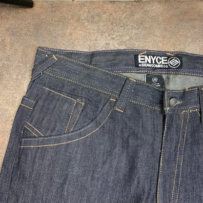 Enyce 00s grey navy baggy graphic denim jeans