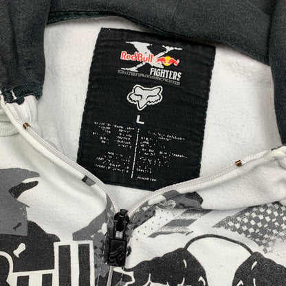 Fox Racing x Red Bull 00s graphic white boxy zip hoodie