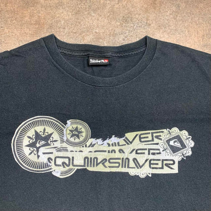 Quiksilver 00s black gold boxy graphic tee