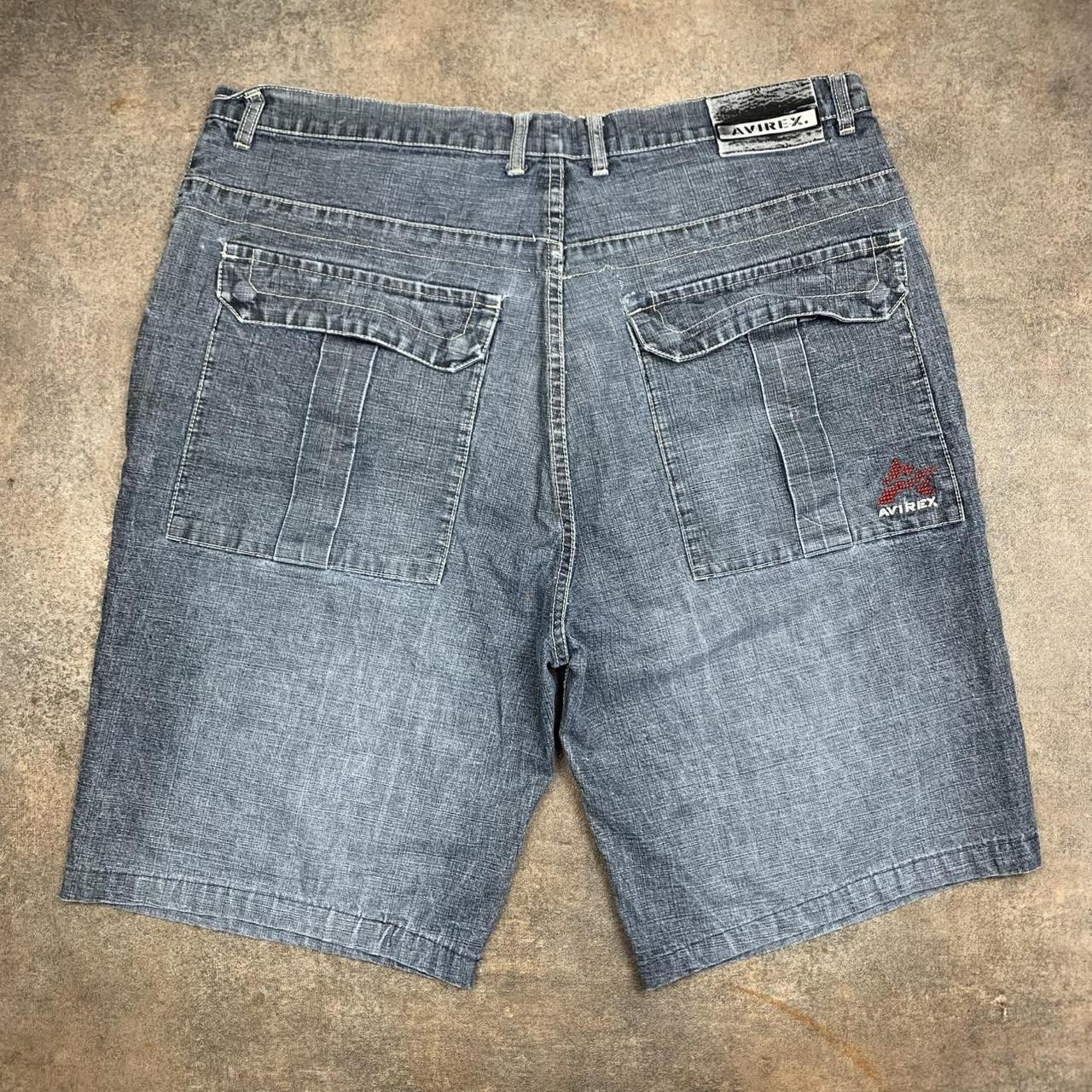 Avirex 90s baggy grey black faded denim jorts