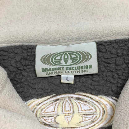 Animal 90s brown-grey boxy logo fleece sweater