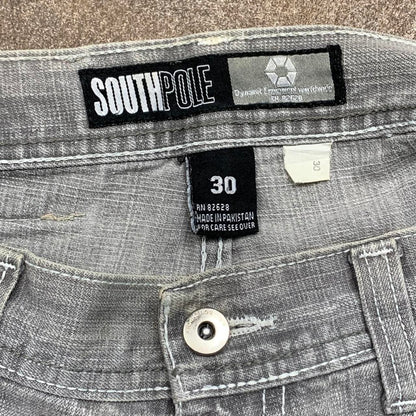 Southpole 00s white light grey grunge denim jeans