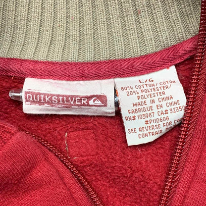 Quiksilver vintage 90s knit zip red boxy baggy cardigan surf skate jumper sweater top -