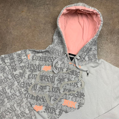 Fox Racing 00s grey baggy graphic hoodie