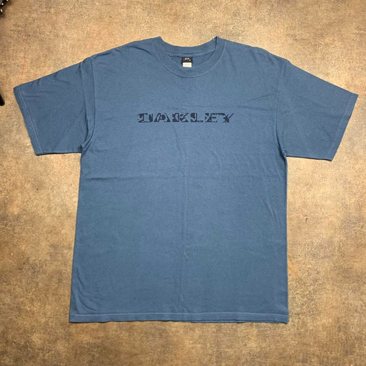 Oakley 00s blue navy logo graphic tee