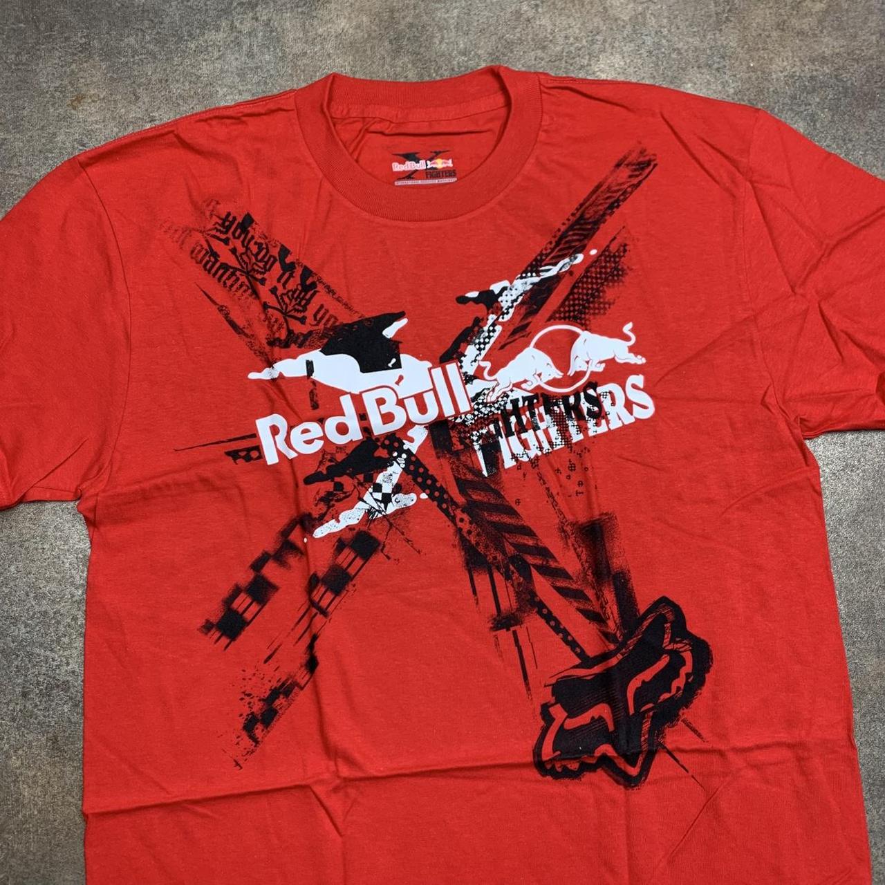 Fox Racing x Red Bull 00s graphic red grunge tee