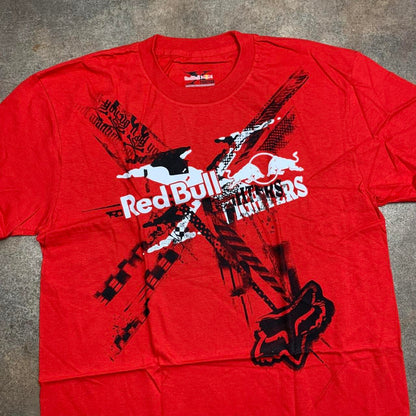 Fox Racing x Red Bull 00s graphic red grunge tee