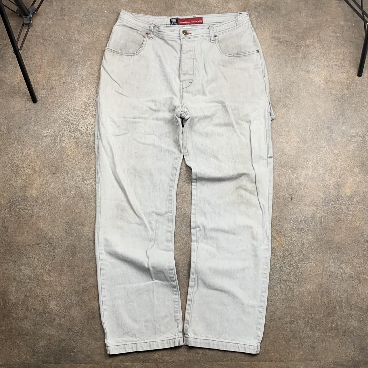Oakley Software 00s baggy white grey carpenter jeans