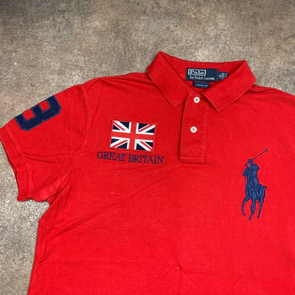 Polo Ralph Lauren 00s Great Britain red graphic polo shirt