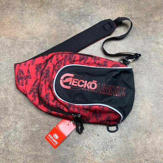 Ecko Unltd. black red graphic sling bag