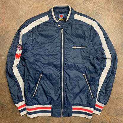 Mambo 00s navy white graphic bomber jacket