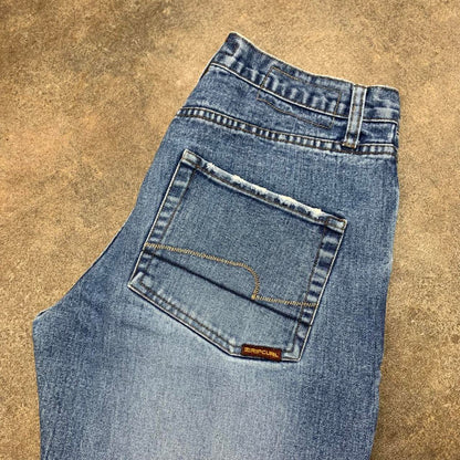 Rip Curl 00s blue graphic baggy denim jeans