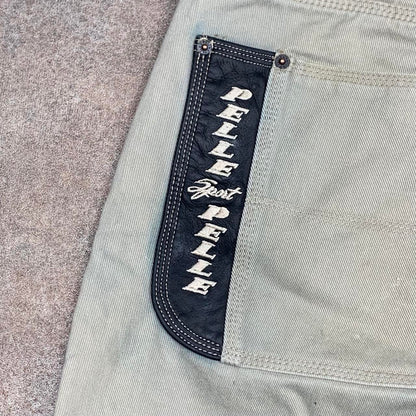 Pelle Pelle Marc Buchanan 90s graphic baggy cream denim jeans