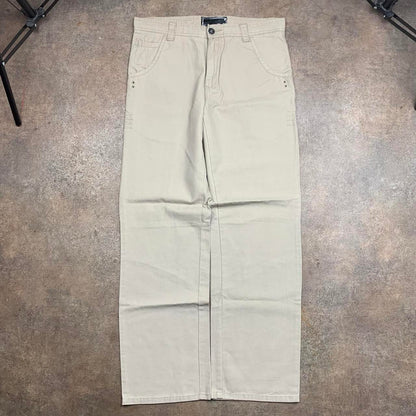 Oakley 00s cream beige baggy logo jeans
