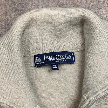 French Connection 00s cream wool zip sweater