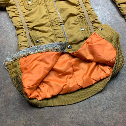 Avirex 00s utilised split hood mustard zip long coat