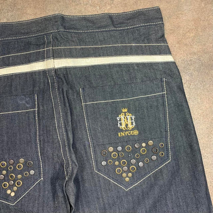 Enyce 00s graphic baggy navy grey denim jeans