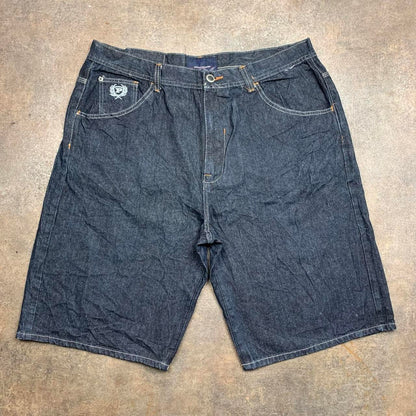 Phat Farm 90s baggy graphic navy denim jorts