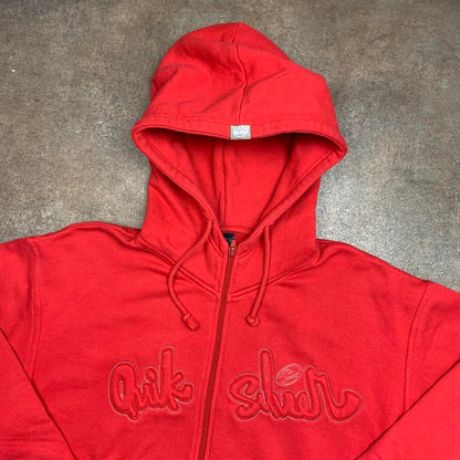 Quiksilver 90s red graphic boxy zip hoodie