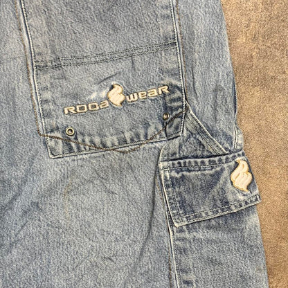 Rocawear 90s grey graphic baggy cargo denim jorts