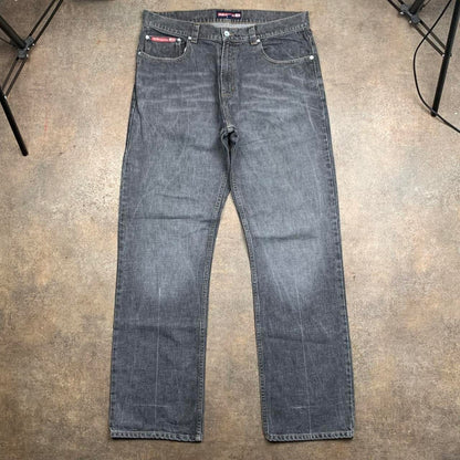 Quiksilver 90s baggy faded black grey denim jeans