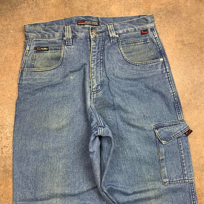FUBU 00s baggy blue carpenter cargo denim jeans