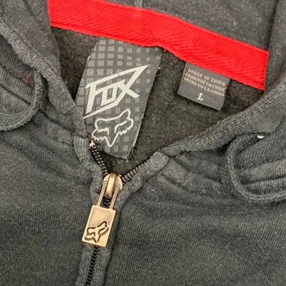 Fox Racing 00s black graphic boxy zip hoodie