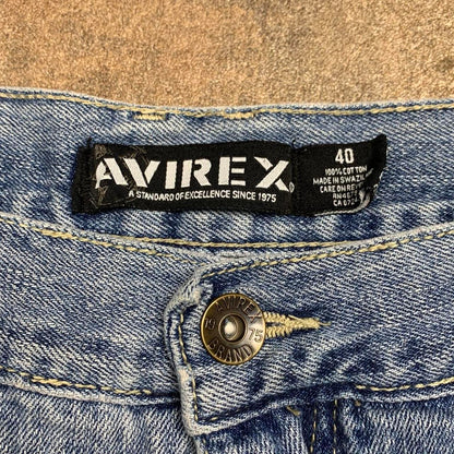 Avirex 00s baggy blue graphic jorts