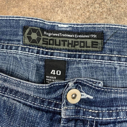 Southpole 00s baggy washed navy blue denim jeans