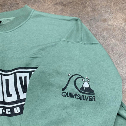 Quiksilver 90s green graphic boxy sweatshirt