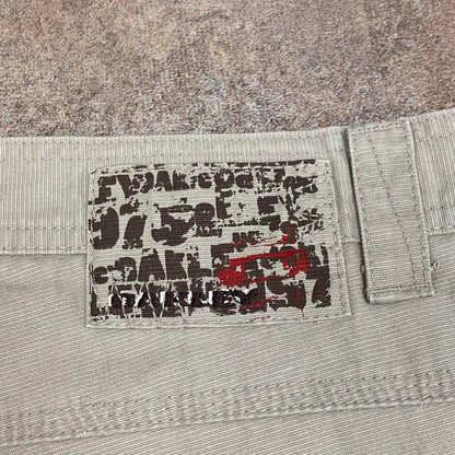 Oakley 00s cream beige baggy logo jeans
