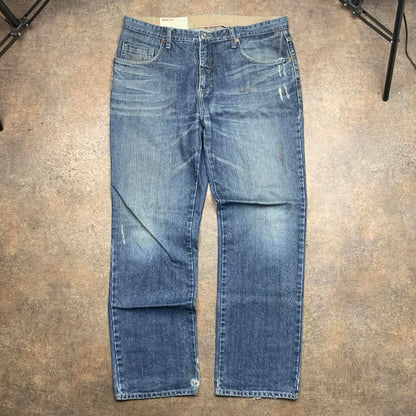 Oakley 00s baggy navy blue graphic denim jeans