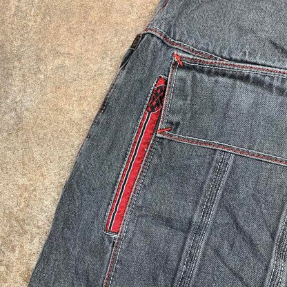 School Of Hard Knocks 90s baggy graphic black grey jorts