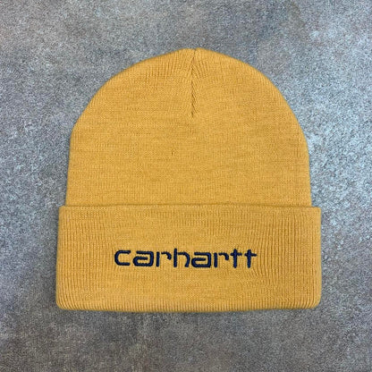 Carhartt W.I.P yellow logo beanie
