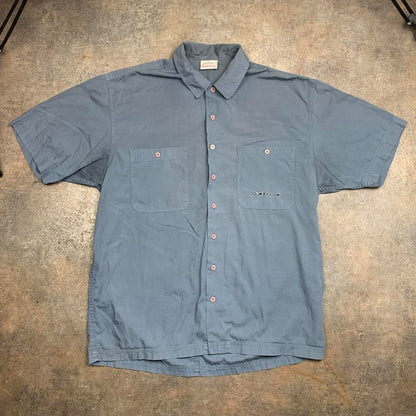Oxbow 00s blue-grey collar button shirt