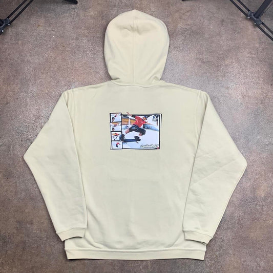 Quiksilver 90s cream skate graphic boxy hoodie