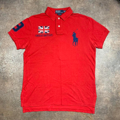 Polo Ralph Lauren 00s Great Britain red graphic polo shirt