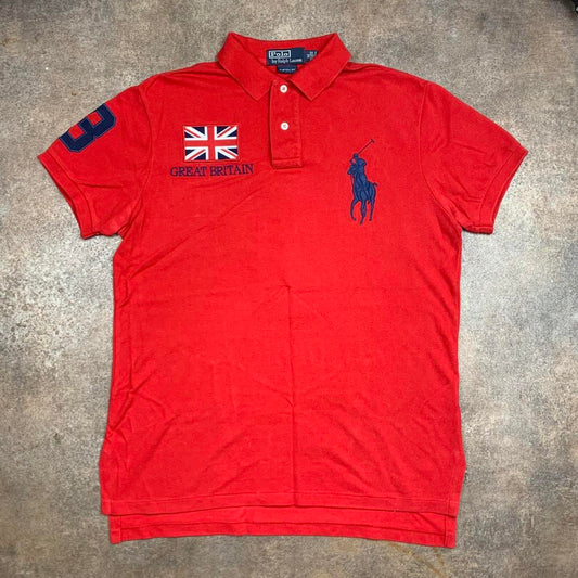 Polo Ralph Lauren 00s Great Britain red graphic polo shirt