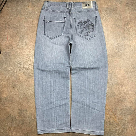 Southpole 00s baggy graphic grey denim jeans