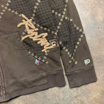 Rip Curl 00s brown graphic boxy zip hoodie