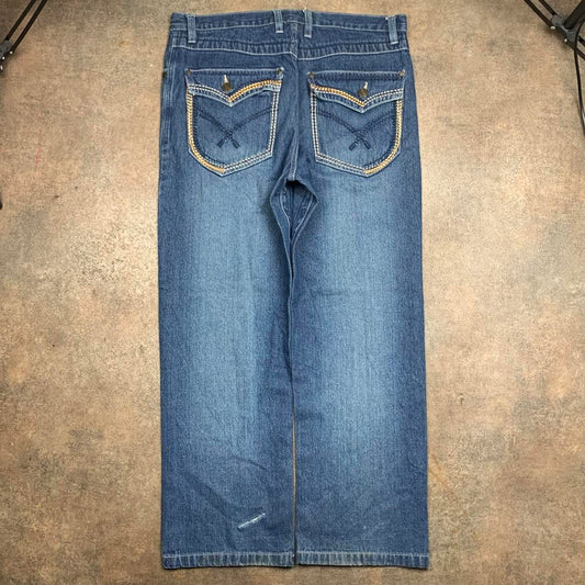 Phat Farm 00s baggy navy blue denim jeans