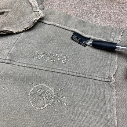 Quiksilver 00s graphic cream zip jumper