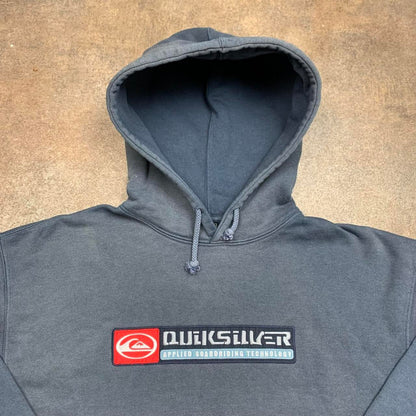 Quiksilver 90s graphic navy faded baggy hoodie