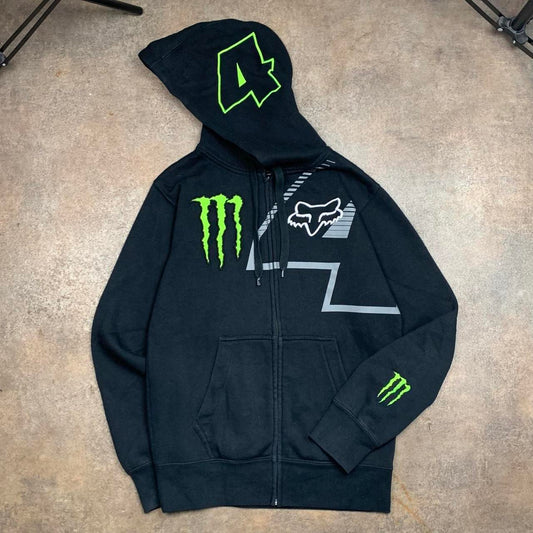 Fox Racing x Monster Energy 00s black graphic hoodie