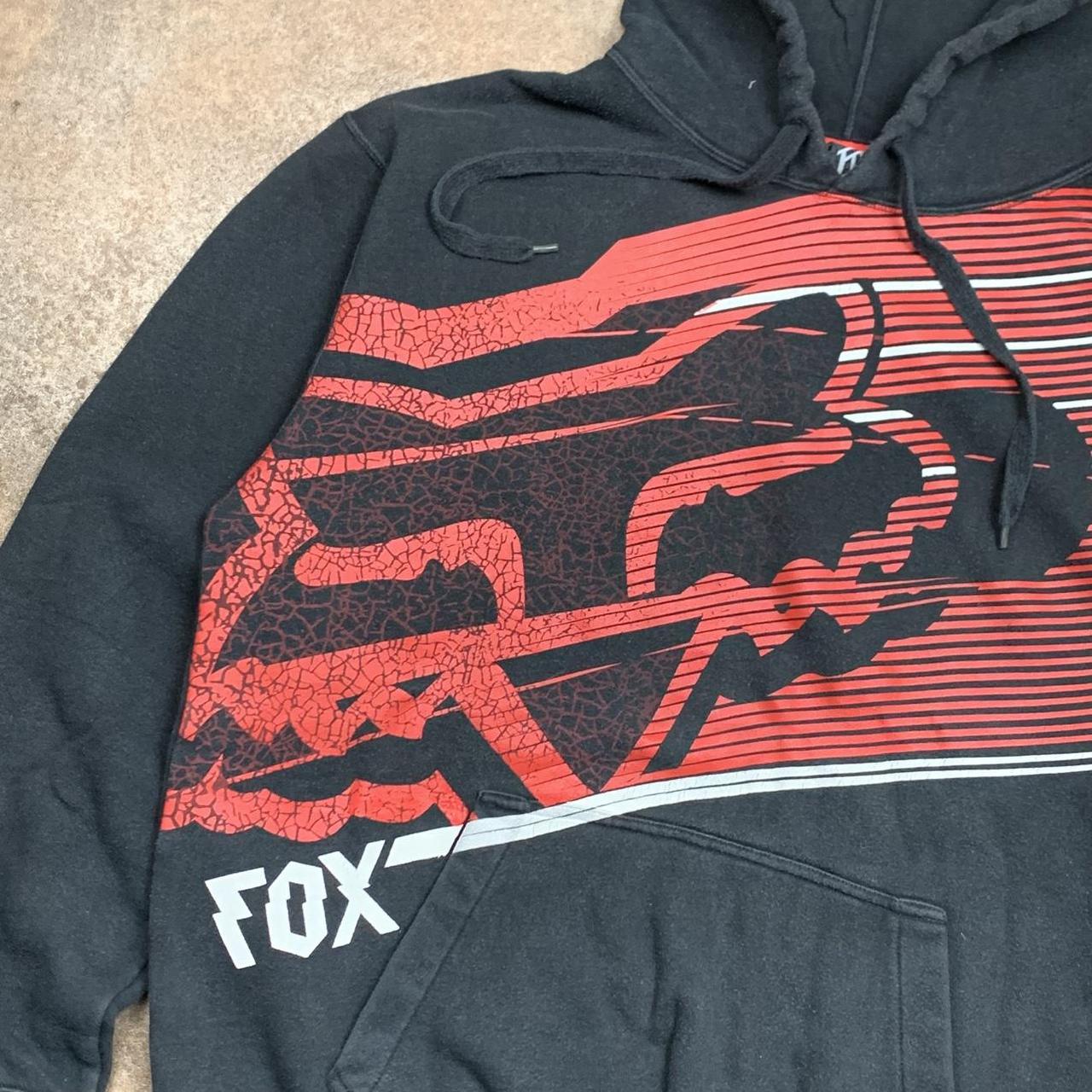 Fox Racing 00s graphic baggy black red hoodie
