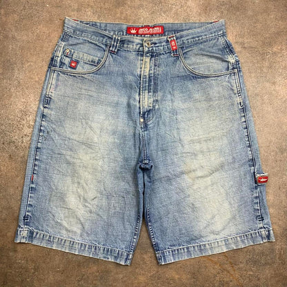 JNCO 00s graphic baggy light blue denim jorts
