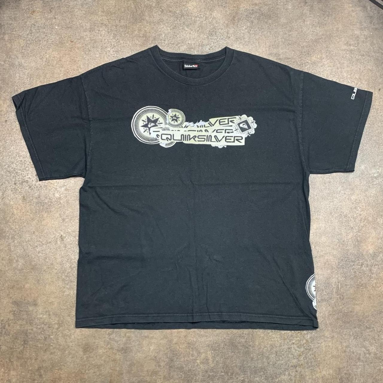 Quiksilver 00s black gold boxy graphic tee
