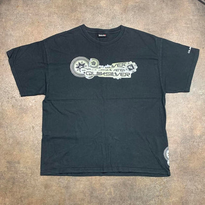 Quiksilver 00s black gold boxy graphic tee